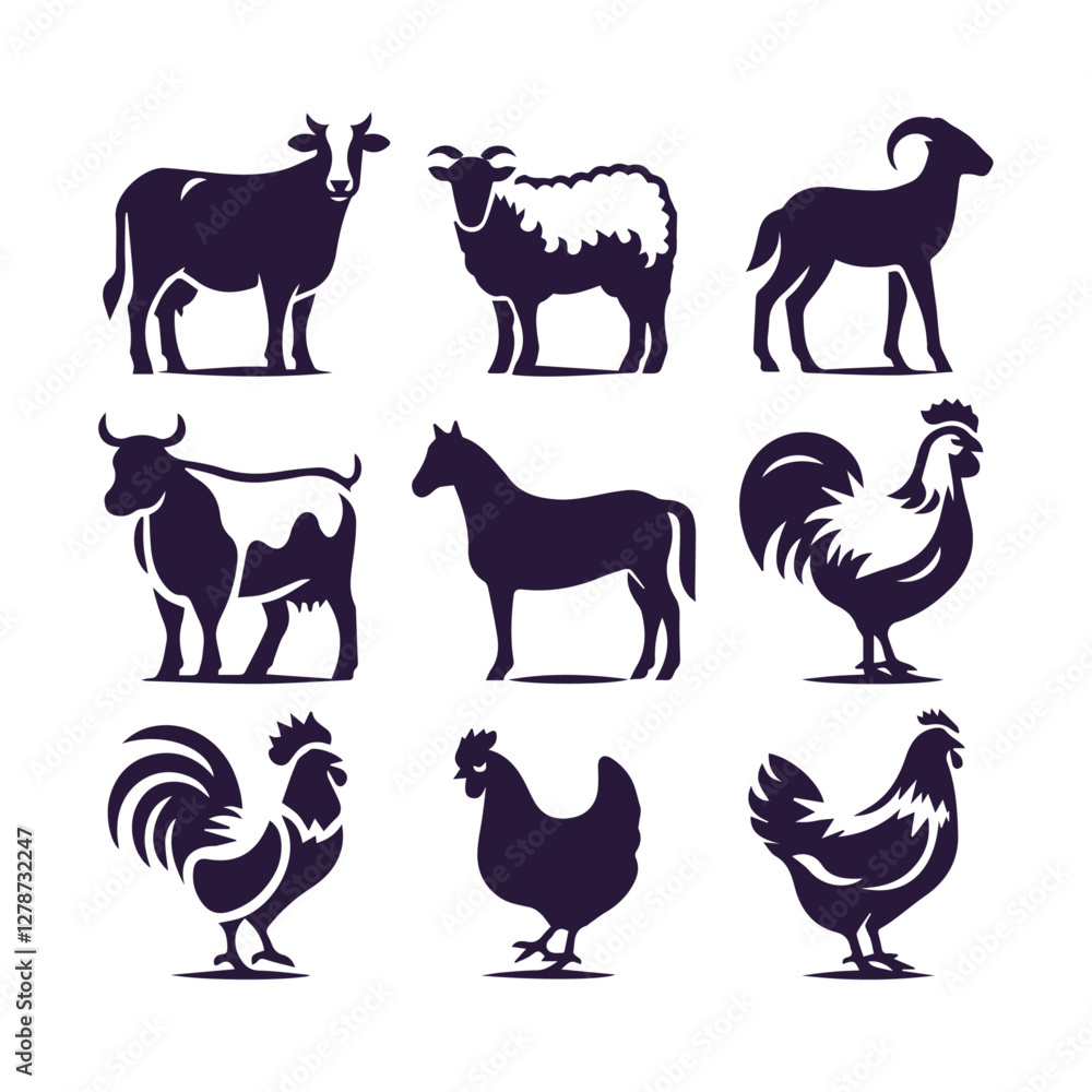 Hand drawn illustration of Minimal Animals Logos featuring detailed vintage style artwork for design and artistic projects Hand drawn illustration of Minimal Animals Logos featuring detailed vintage style artwork for design and artistic projects