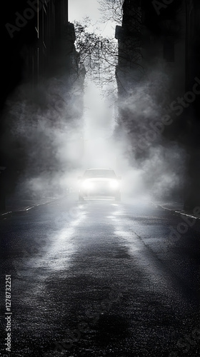 Foggy Night Drive Illustration