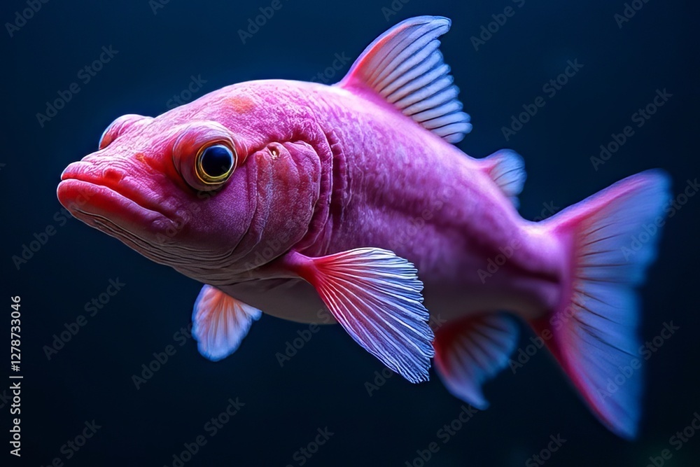 Vibrant Pink Fish in Dark Aquarium Setting Vibrant Pink Fish in Dark Aquarium Setting
