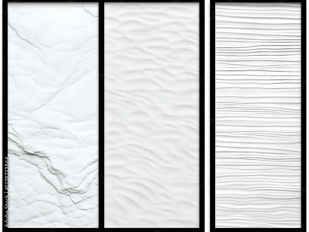 Fototapeta premium White Abstract Texture Triptych Illustration