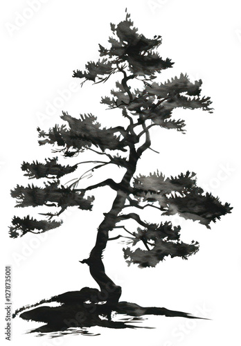 Wallpaper Mural PNG Pine tree black white art. Torontodigital.ca