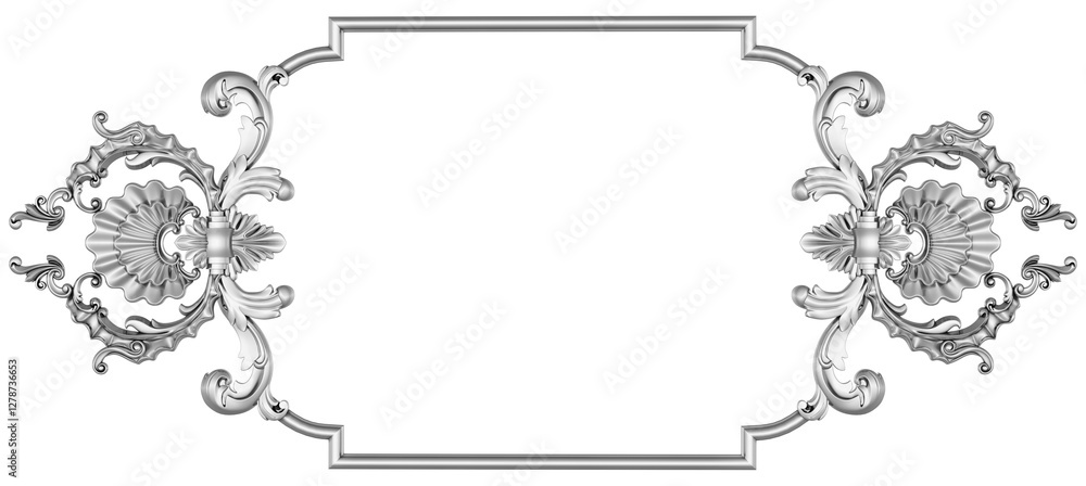 Silver frame on white background, 3D render Silver frame on white background, 3D render