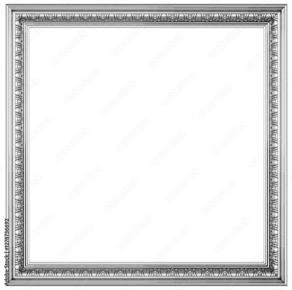 Silver frame on white background, 3D render Silver frame on white background, 3D render
