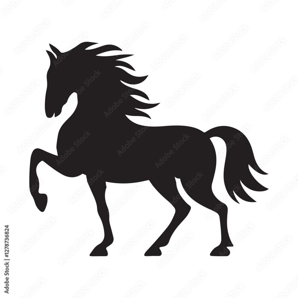 Fototapeta premium Silhouette of a majestic horse in motion.