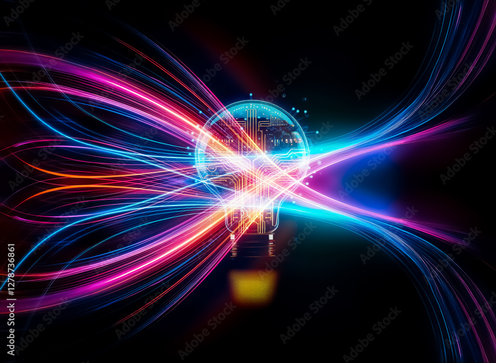 A glowing lightbulb with a circuit board inside, symbolizing innovative ideas and technological advancement. The blue glow and digital particles enhance the futuristic feel. A glowing lightbulb with a circuit board inside, symbolizing innovative ideas and technological advancement. The blue glow and digital particles enhance the futuristic feel.
