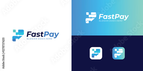 Modern fastpay logo template. Abstract letter F arrow logo vector illustration.