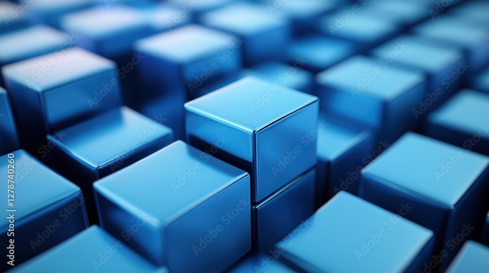 Blue cubes are rendered in three dimensions, showcasing their vibrant color and geometric precision. Blue cubes are rendered in three dimensions, showcasing their vibrant color and geometric precision.