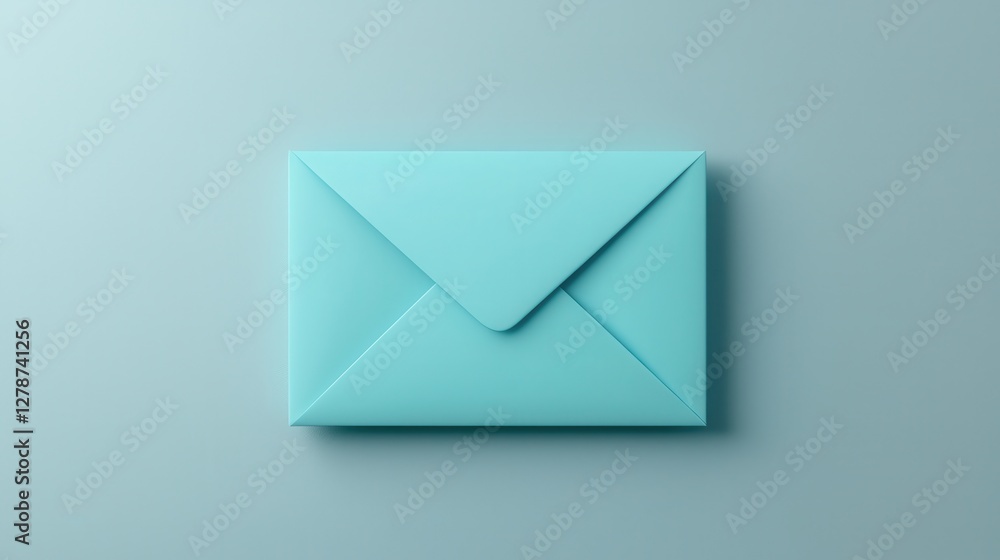 A minimalist teal envelope resting on a soft background, symbolizing communication and correspondence in a modern design. A minimalist teal envelope resting on a soft background, symbolizing communication and correspondence in a modern design.