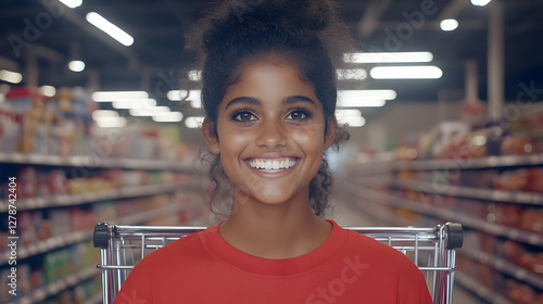 Smiling Girl in Supermarket...
