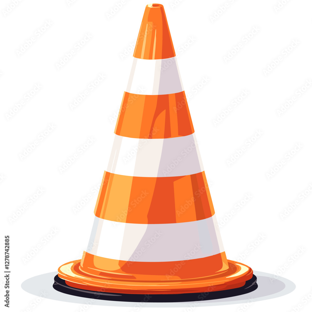 Traffic cone icon in flat style. Safety obstacle vector illustration on isolated white background. Construction barrier sign Traffic cone icon in flat style. Safety obstacle vector illustration on isolated white background. Construction barrier sign