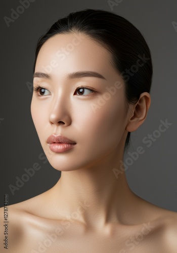 Asian Doctor Close Up Portrait Serious Thoughtful Expression Professional Attire