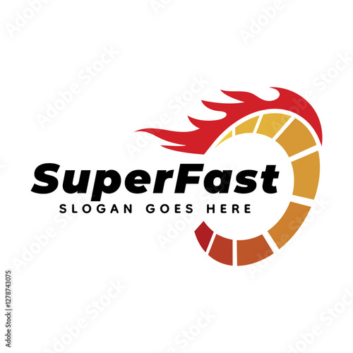 Speedometer logo design vector illustration isolated on white background.