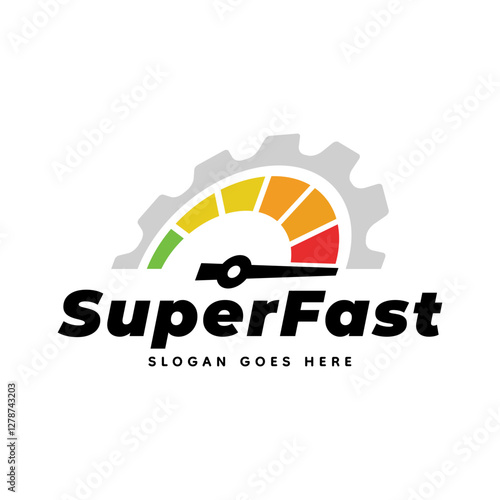 Speedometer logo design vector illustration isolated on white background.