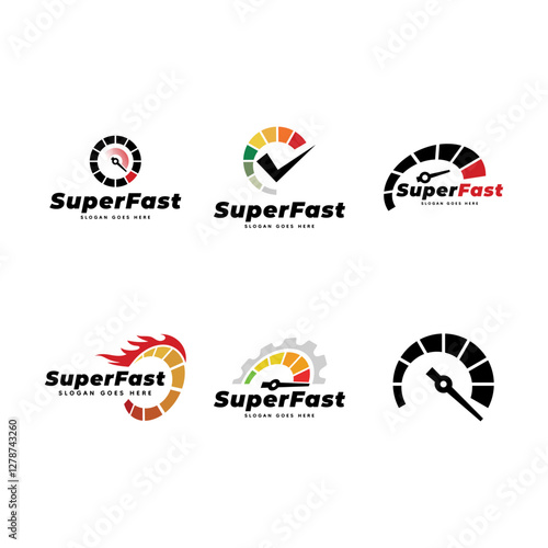 Free Download Set of Speedometer logo design vector illustration isolated on white background. - GFXLoad