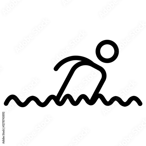 Man Sea Swim Line Icon