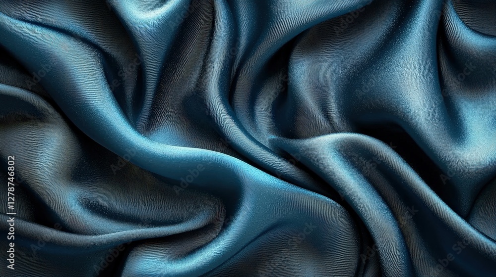 Fototapeta premium Luxurious deep blue silk fabric background with smooth texture and elegant appearance