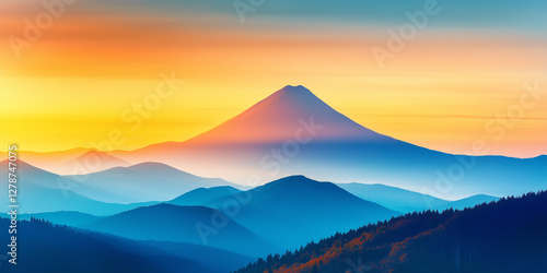 Fototapeta Naklejka Na Ścianę i Meble -  mountain landscape with sun