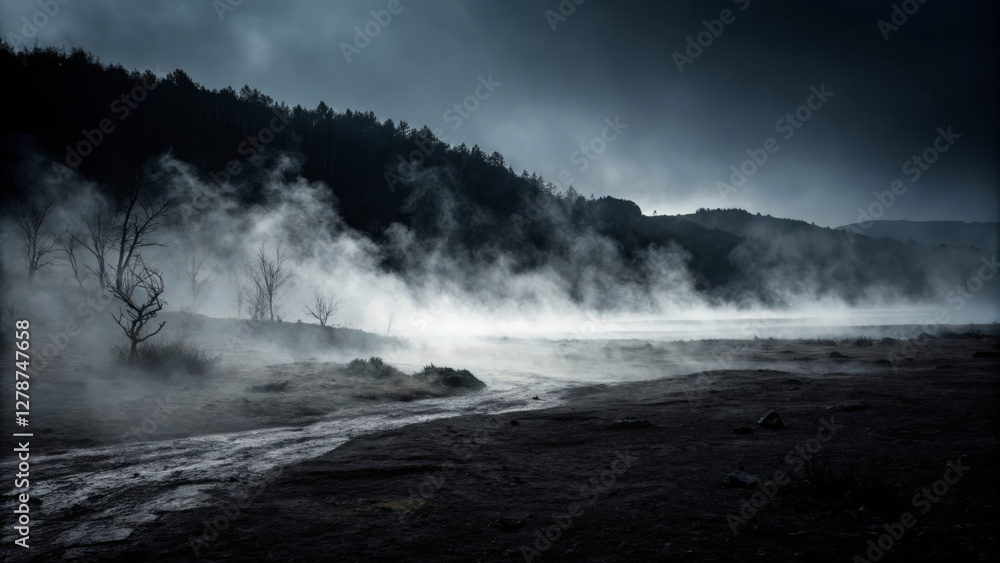 Fototapeta premium Mysterious Mist – A Haunting Landscape