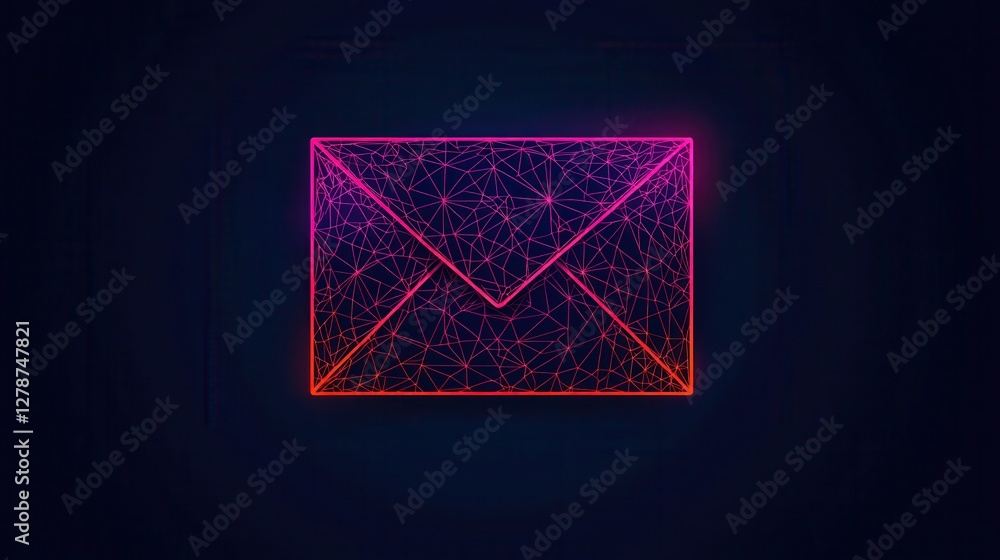 A digital envelope icon glows in neon colors against a dark background, symbolizing communication and technology. A digital envelope icon glows in neon colors against a dark background, symbolizing communication and technology.