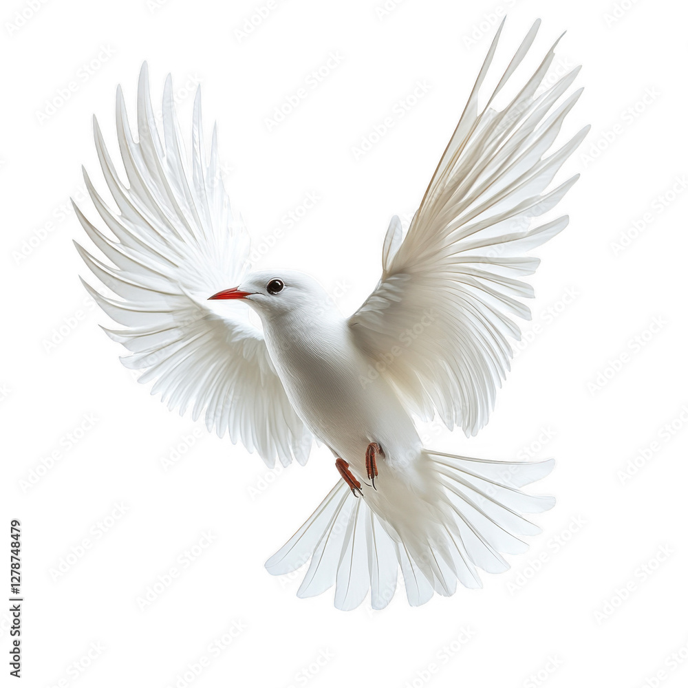 Fototapeta premium white arctic tern fly wings deployed isolated on transparent background