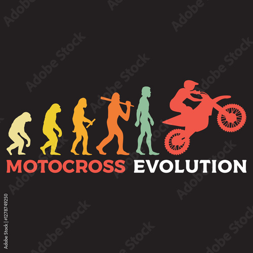 motocross Evolution vector illustration, Human Evolution Silhouette Design, evolution of man T-shirt
