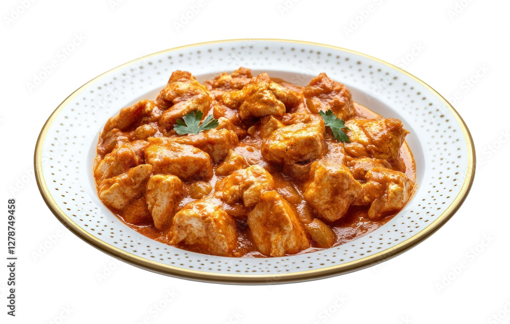 PNG One dish of indian Chicken tikka masala with roti plate chicken curry.