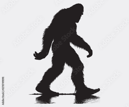 Bigfoot Silhouette, Bigfoot Illustration and Vector, Sasquatch Silhouette