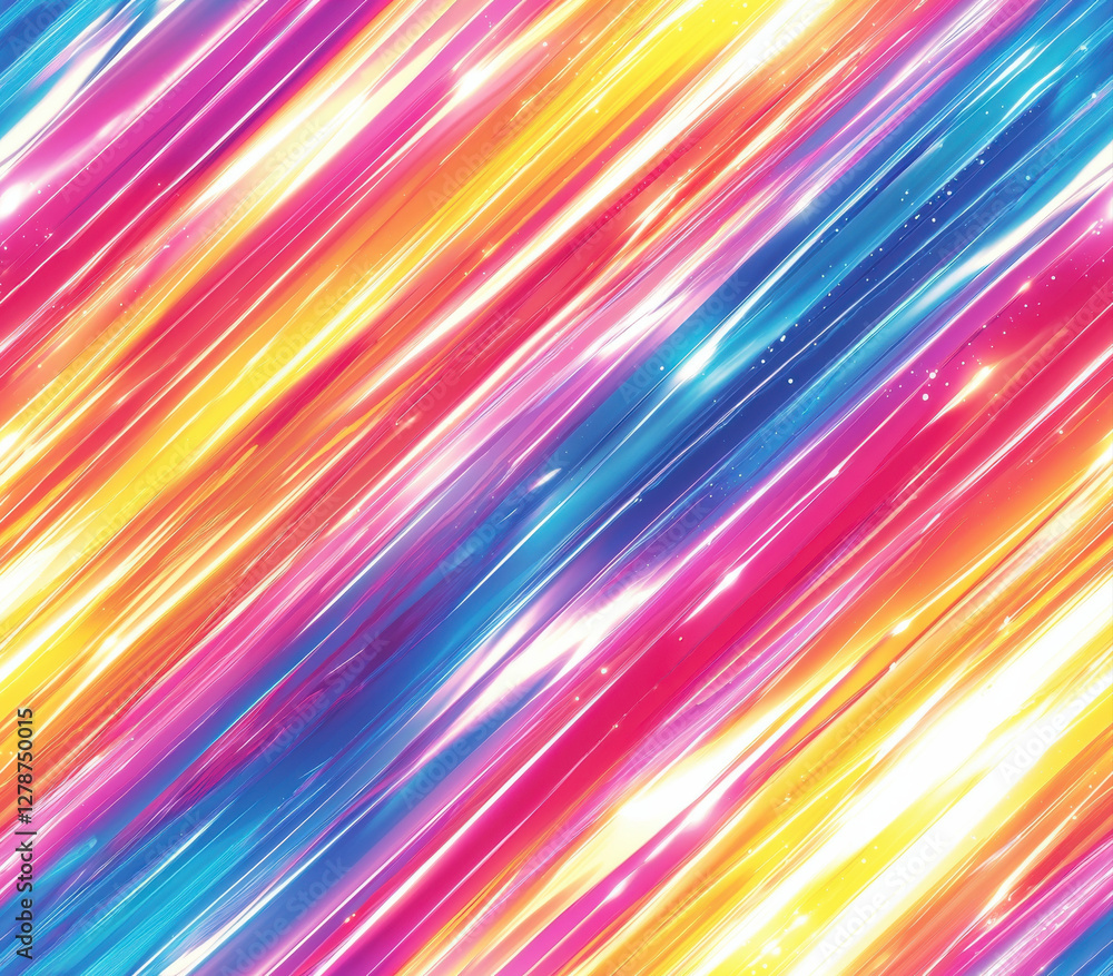 Bright electric rainbow stripes create vibrant, dynamic background, Seamless Pattern Style. Bright electric rainbow stripes create vibrant, dynamic background, Seamless Pattern Style.