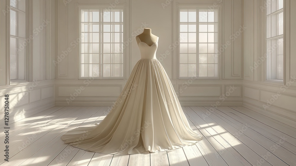 Elegant wedding gown showroom display Elegant wedding gown showroom display