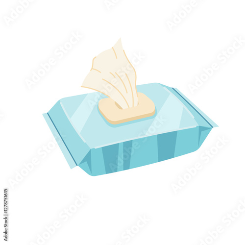 Wet wipes packaging on white background. Wet wipes for personal care. Vector flat element