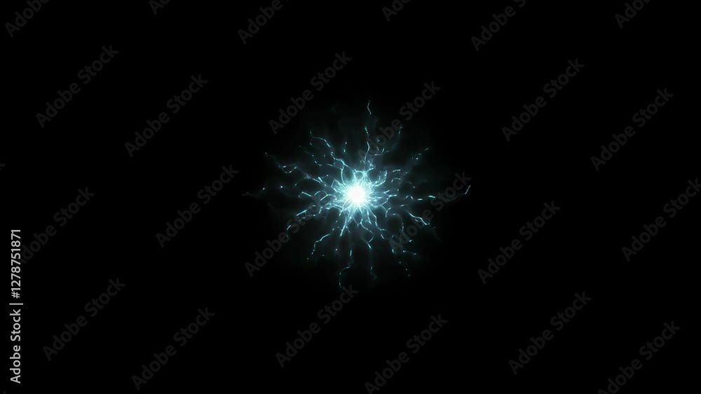Looped VFX animation of electric ball lightning on black background Looped VFX animation of electric ball lightning on black background