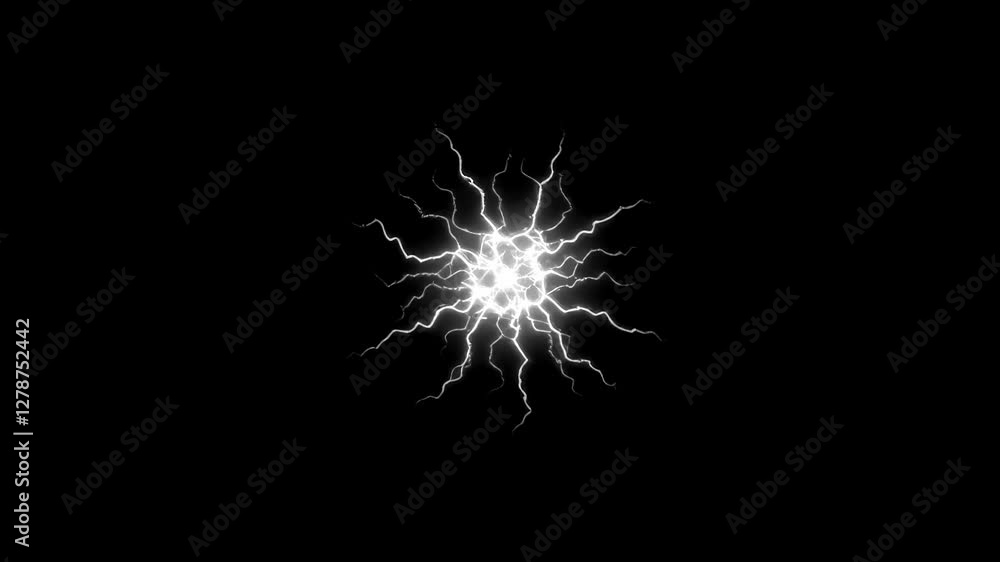 Looped VFX animation of electric ball lightning on black background Looped VFX animation of electric ball lightning on black background