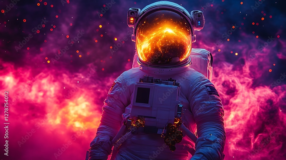Fototapeta premium Breathtaking 3D Space Scene Astronaut Floating Abstract Digital Art photo
