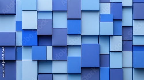 A 3D render featuring blue squares arranged in a visually engaging composition.