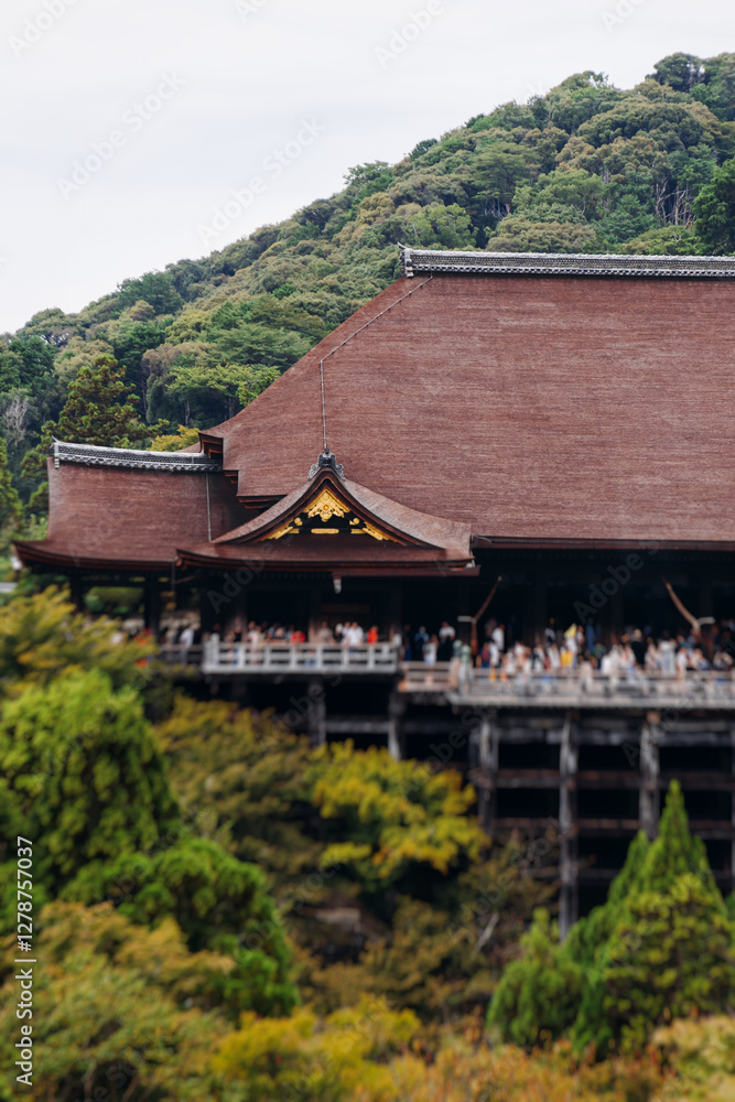 Kiyomizu-dera buddhist temple in Kyoto prefecture, Japan, Higashiyama ward, autumn fall view with mountains, Kyoto streets and skyline, shrine and pagoda, travel to Japan, Kansai region Kiyomizu-dera buddhist temple in Kyoto prefecture, Japan, Higashiyama ward, autumn fall view with mountains, Kyoto streets and skyline, shrine and pagoda, travel to Japan, Kansai region