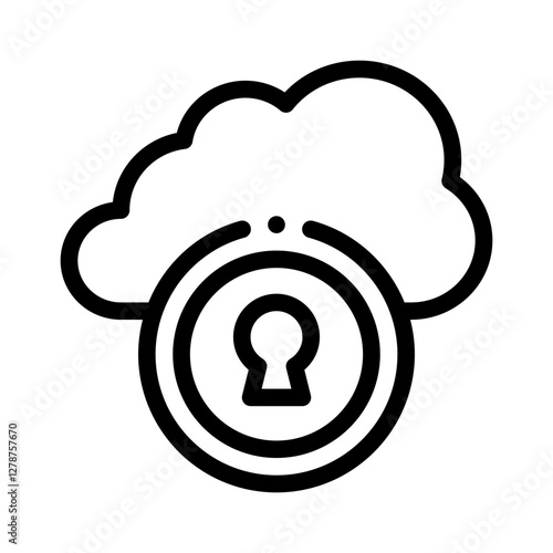 secure cloud line icon