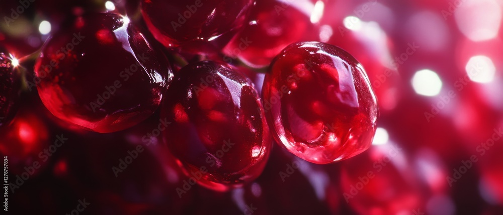 Gleaming ruby-like pomegranate seeds catch light in a striking close-up, celebrating nature's vibrant colors and textures. Gleaming ruby-like pomegranate seeds catch light in a striking close-up, celebrating nature's vibrant colors and textures.