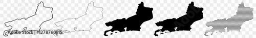 State of Rio de Janeiro Map Black | Brazilian State Border | State Country | Transparent Isolated | Variations