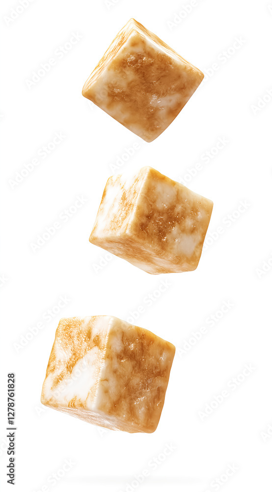 Falling Cubes of Caramel Candy