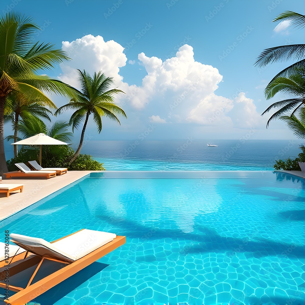 Fototapeta premium swimming pool in tropical resort