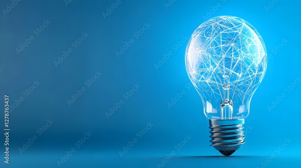 Creative Light Bulb with Abstract Lines and Blue Background Design Creative Light Bulb with Abstract Lines and Blue Background Design