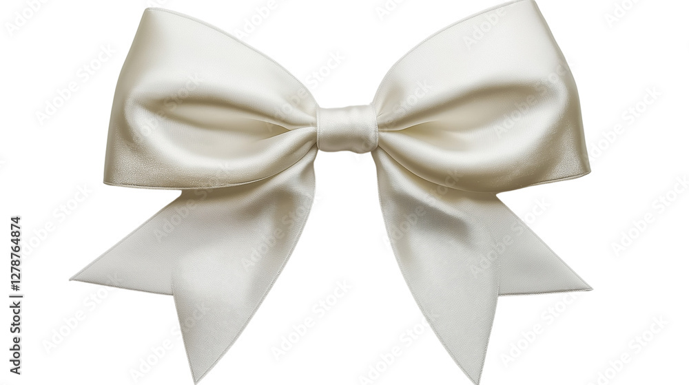 Naklejka premium A white bow made of satin ribbon, isolated on a transparent background PNG