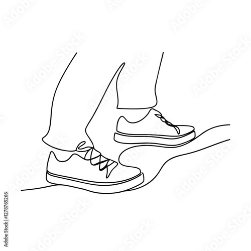 Continuous Line Drawing Walking, Shoes, Steps, Balance, Movement, Minimalist, Art, Sketch, Legs, Pro