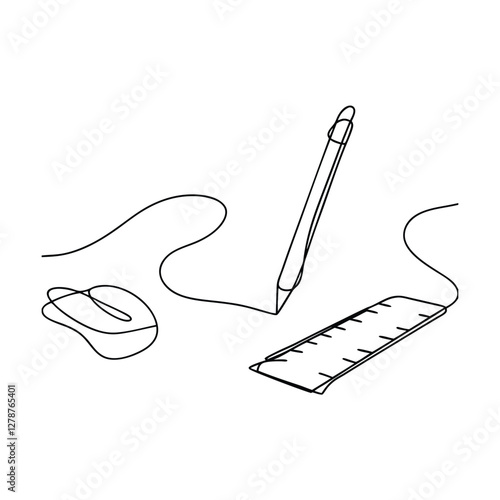 One Line Drawing Stylus, Mouse, Ruler, Digital Design Tools