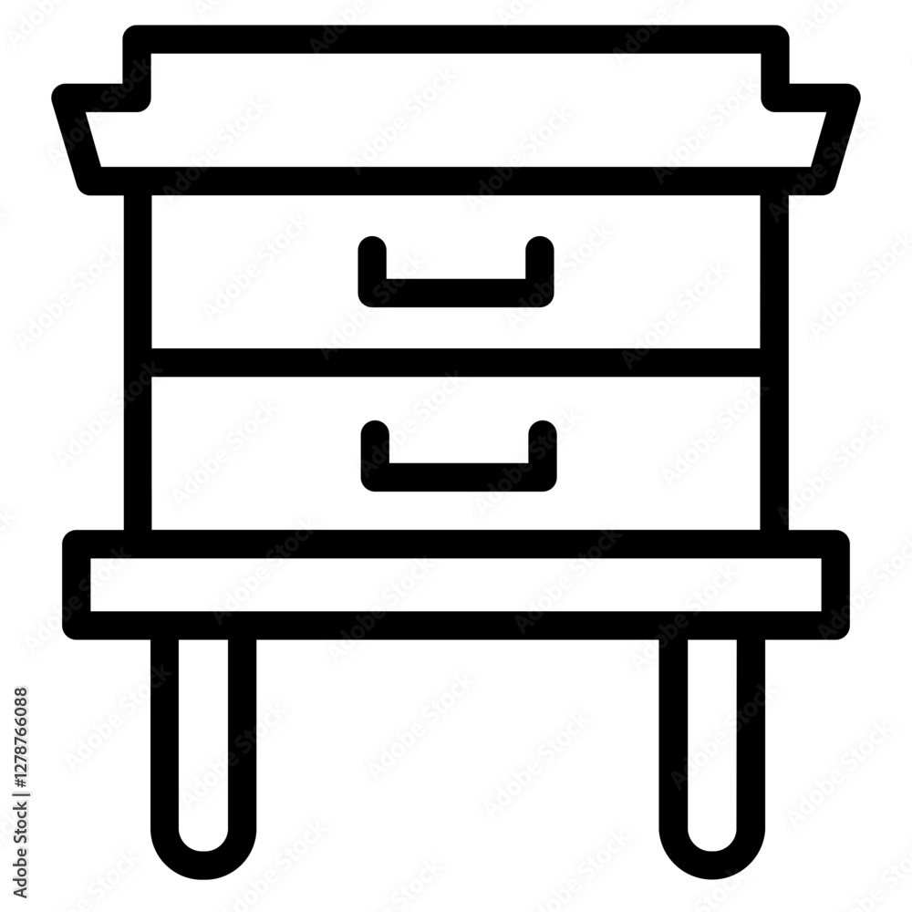 Table Drawer Cabinet Line Icon Table Drawer Cabinet Line Icon