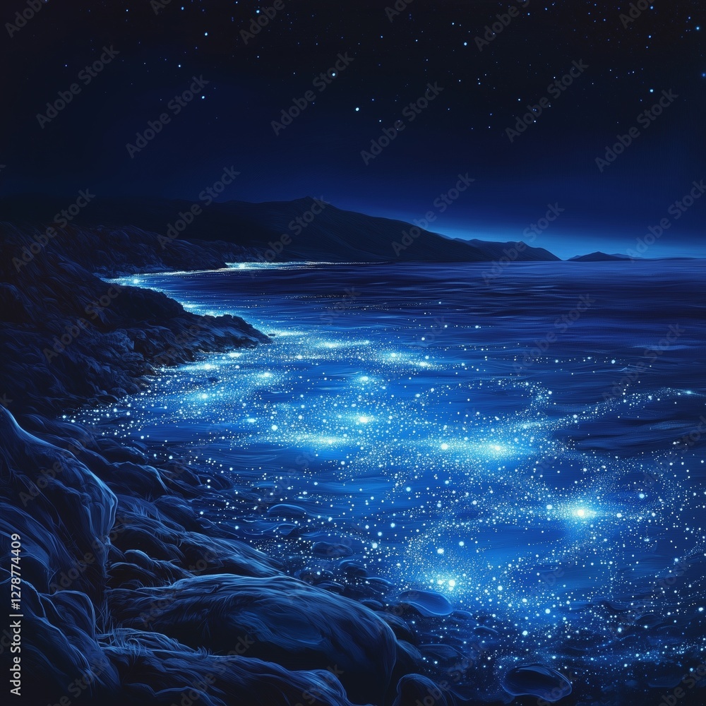 Fototapeta premium The Starry Scenery Along the Coast