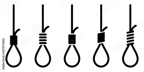 Gallows or Hanging Rope icon set on white background