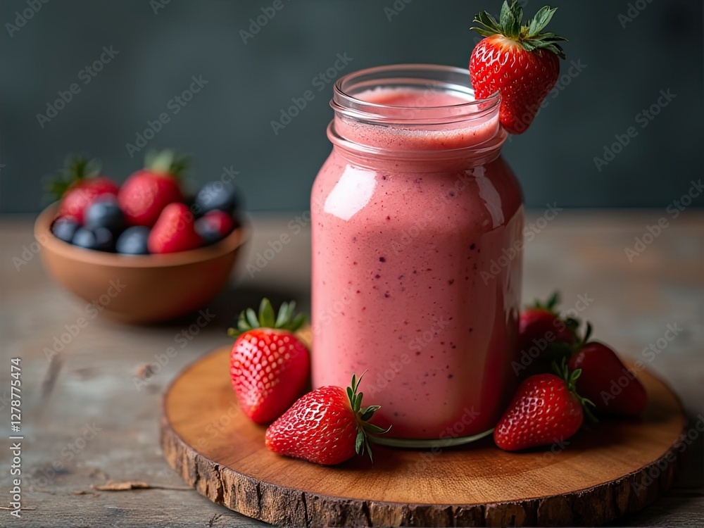 Delicious Strawberry Smoothie in a Jar Delicious Strawberry Smoothie in a Jar