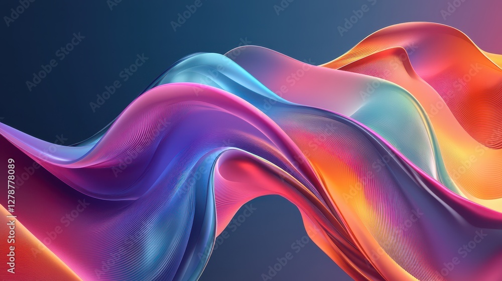 Obraz premium A mesmerizing abstract design featuring a wavy, iridescent shape rendered in 3D.