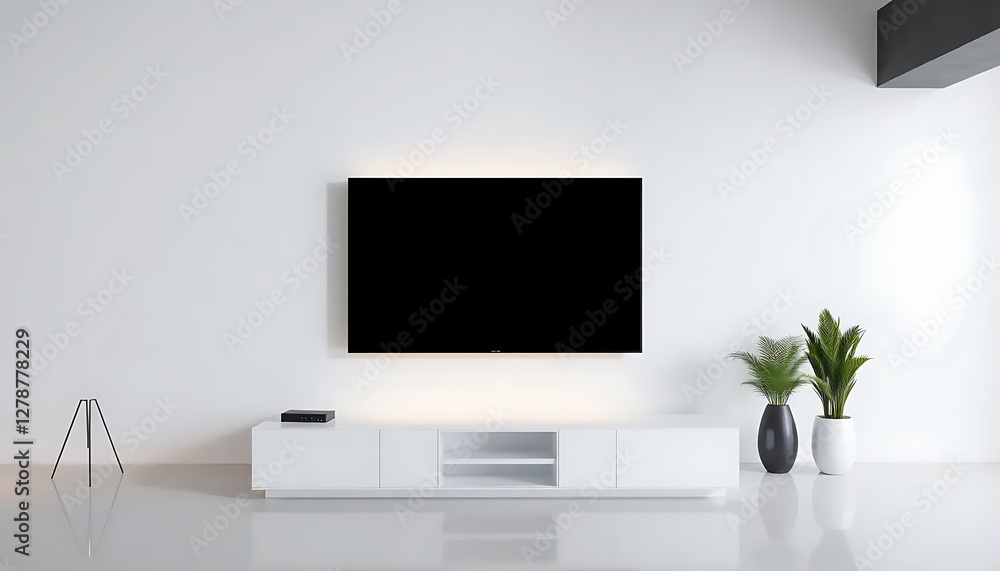 Fototapeta premium Modern Black Tv Screen White Or